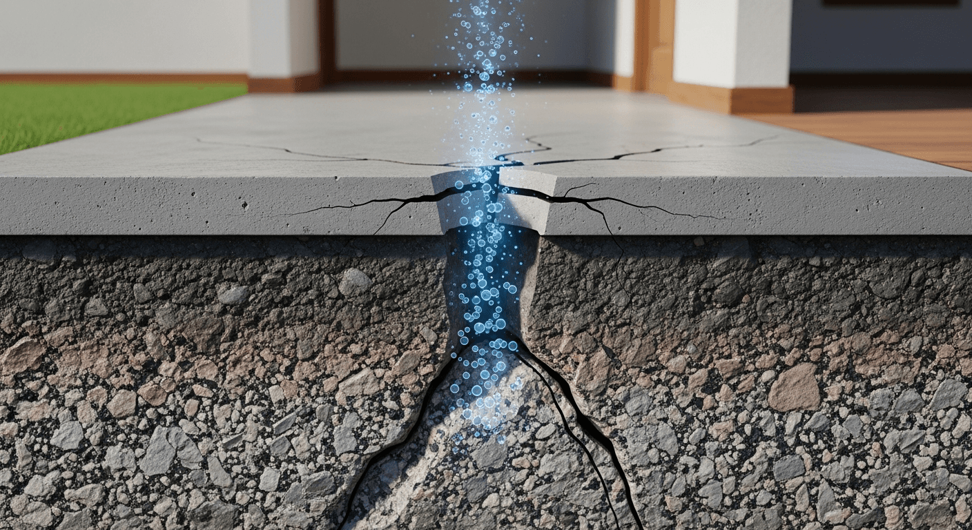 Schéma d'infiltration du gaz radon depuis le sol vers l'intérieur d'une maison